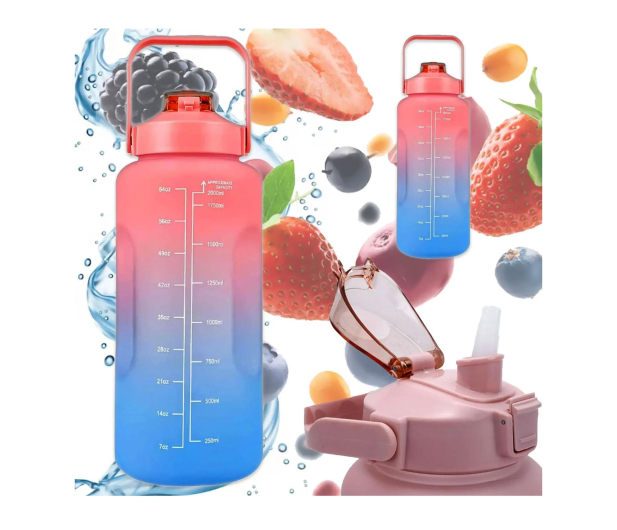 ExtraLink Butelka motywacyjna bidon na wodę 2000ml czerwono-niebieska - 1585398 - zdjęcie 3